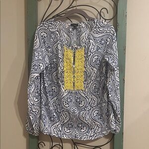 Talbots Blue and Yellow Paisley Blouse